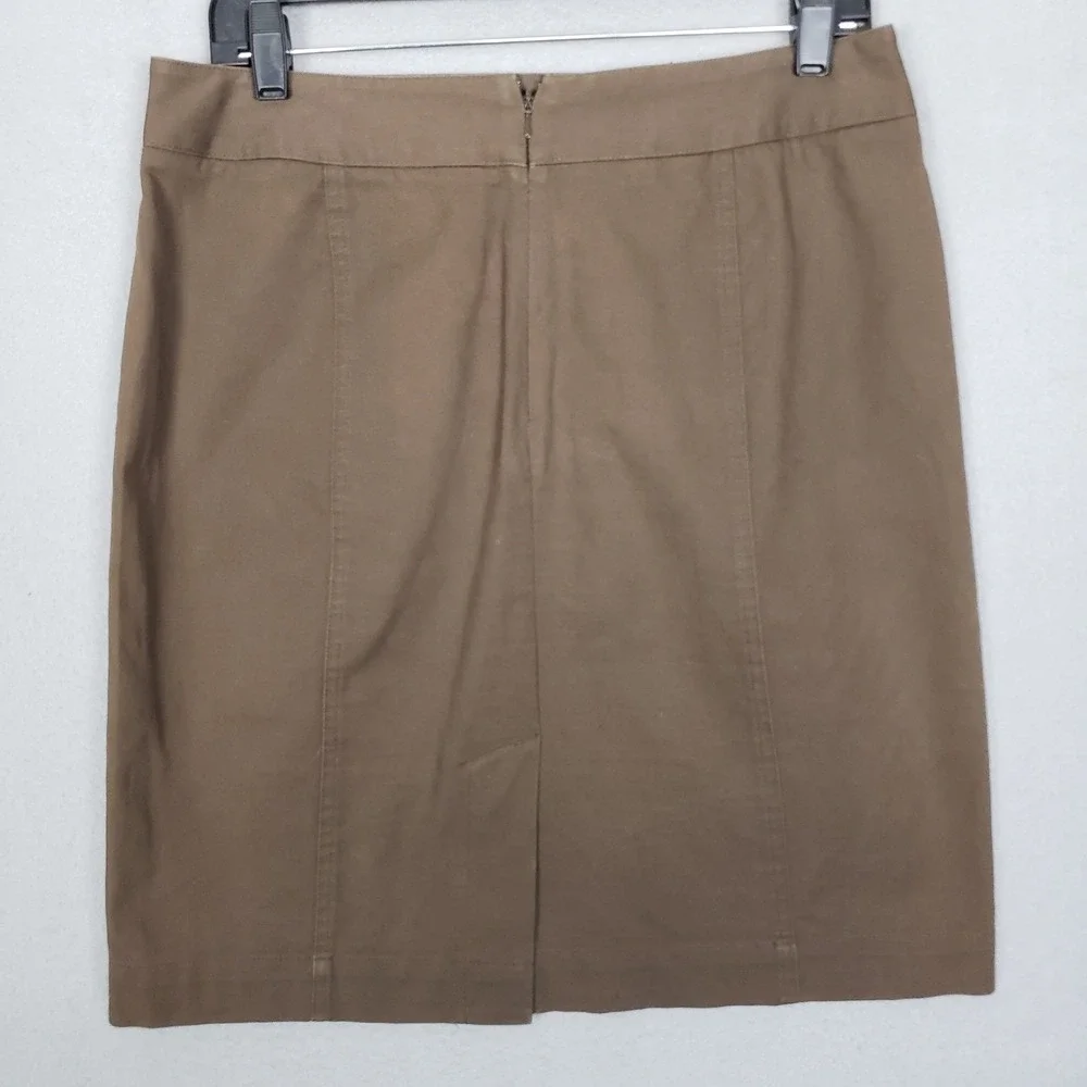 Talbots Brown Stretch Cotton Pencil Skirt Office Professional Career Size 8